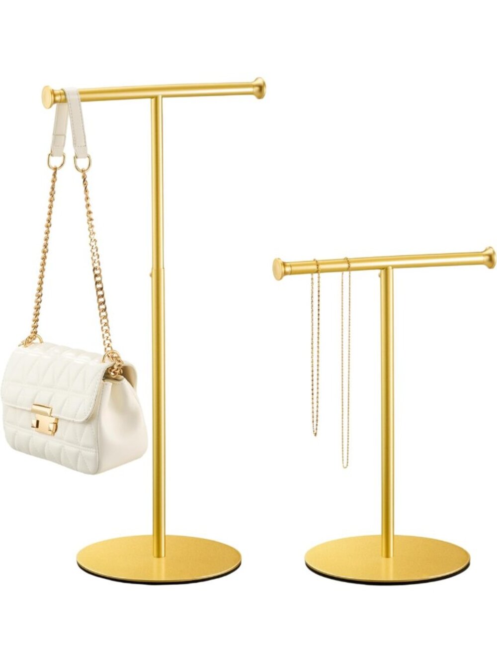 2 Pack Adjustable T-Bar Purse Display Stand 15"-24" for Tabletop Organization